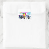 Strand der rosa Flamingos Quadratischer Aufkleber (Tasche)