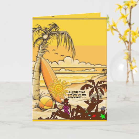 STRAND-DIÄT Gruß-Karte Karte (Gelbe Blume)