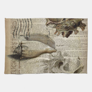 Strand-Dictionary-Druck modern vintage Muschel Geschirrtuch