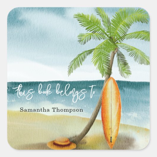Strand - dieses Buch gehört Quadratischer Aufkleber (Vorderseite)