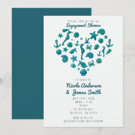 Strand Dinge Aquamarin Wasserfarbe Moderne Einladu Einladung