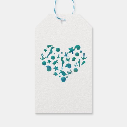 Strand Dinge Aquamarin Wasserfarbe Moderne Elegant Geschenkanhänger (Rückseite)