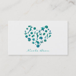 Strand Dinge Aquamarin Wasserfarbe Moderne Elegant Visitenkarte