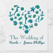 Strand Dinge Aquamarin Wasserfarbe Moderne Wine La Weinetikett (Einzelnes Label)