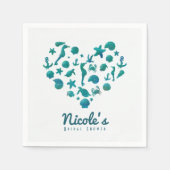 Strand Dinge Aquamarin Wasserfarbe Modernes Party Serviette (Vorderseite)