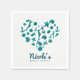 Strand Dinge Aquamarin Wasserfarbe Modernes Party Serviette