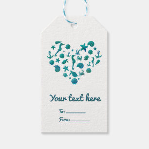 Strand Dinge Teal Wasserfarbe Modern Chic Elegant Geschenkanhänger