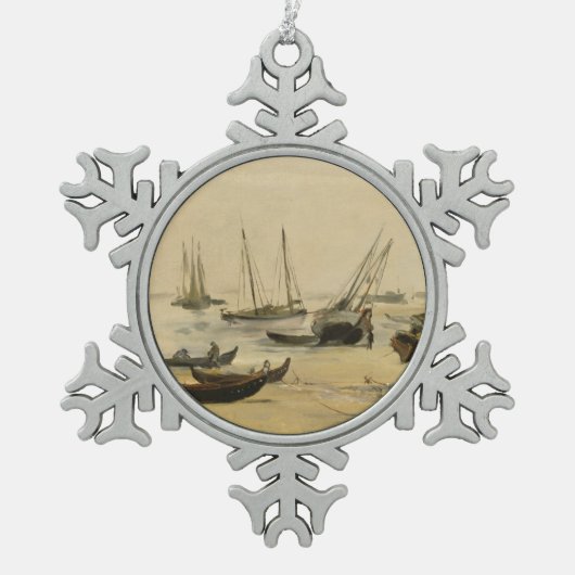 Strand Edouard Manet |, Ebbe Schneeflocken Zinn-Ornament (Vorderseite)