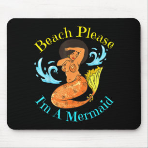 Strand eine Meerjungfrau lustige schwarze Meerjung Mousepad