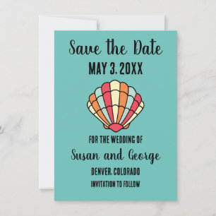 Strand-Einladung zur Hochzeit mit Muschel-Design Save The Date