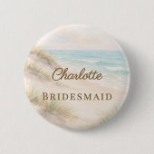 Strand Elegante Hochzeit Brautjungfer Namensschild Button (Vorderseite)