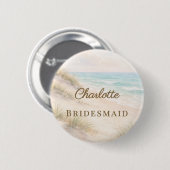 Strand Elegante Hochzeitsbrautjungfer Namensschild Button (Vorne & Hinten)