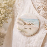 Strand Elegante Junggesellinnenabschied-Nameletike Button<br><div class="desc">Feiern Sie die Braut im Strandstil mit diesen personalisierten,  strandthematischen Namensschildchen,  die für Junggesellinnenabschiede und Brautfeiern konzipiert sind.</div>