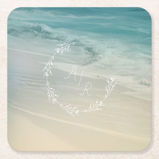 Strand-Event-Monogramm Rechteckiger Pappuntersetzer (Vorderseite)