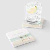 Strand Finden Sie Ihre Glückspalmen Ozean Steinuntersetzer (Seitenansicht)