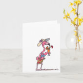 Strand-Flamingo-Cocktail Notecard Karte (Gelbe Blume)