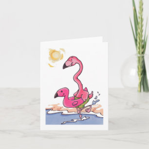 Strand-Flamingo, der Notecard schwimmt Karte