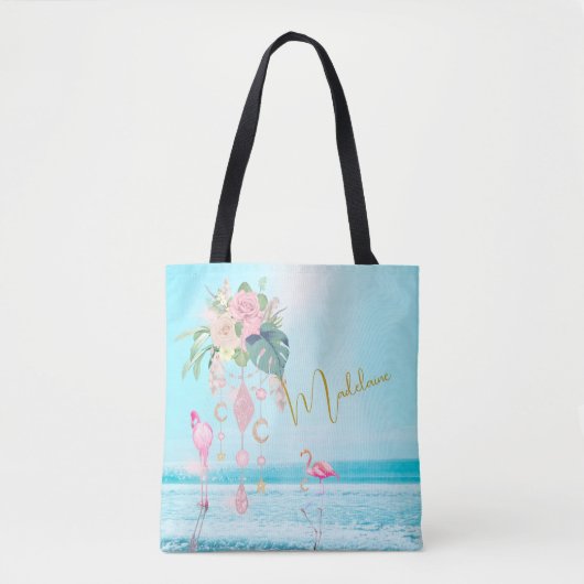 Strand Flamingo Juwelen Hübsch Pink Tasche (Vorderseite)