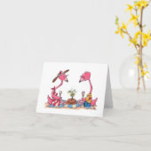 Strand-Flamingo-Picknick Notecard Karte (Gelbe Blume)