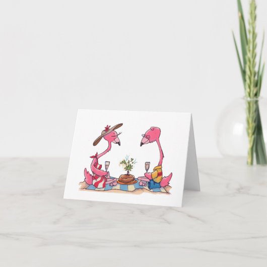 Strand-Flamingo-Picknick Notecard Karte (Vorderseite)