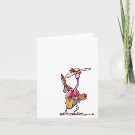 Strand-Flamingo-Strandtag Notecard Karte (Vorderseite)