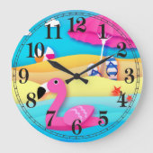 Strand Flamingo Wanduhr (Vorderseite)