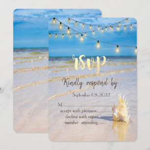 Strand flechtet Lichterketten Muschel RSVP Einladung