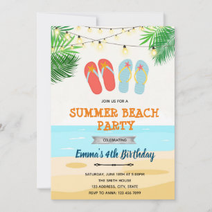 Strand Flip Flop Geburtstag Einladung