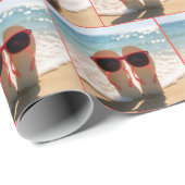 Strand Flip-Flops mit roter Sonnenbrille Geschenkpapier (Rolleneckpunkt)