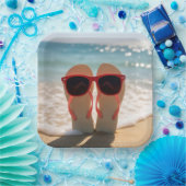 Strand Flip-Flops mit roter Sonnenbrille Pappteller (Party)