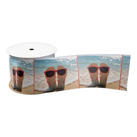 Strand Flip-Flops mit roter Sonnenbrille Satinband (Spule)