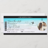 Strand Flugticket Hochzeit Save The Date (Vorderseite)