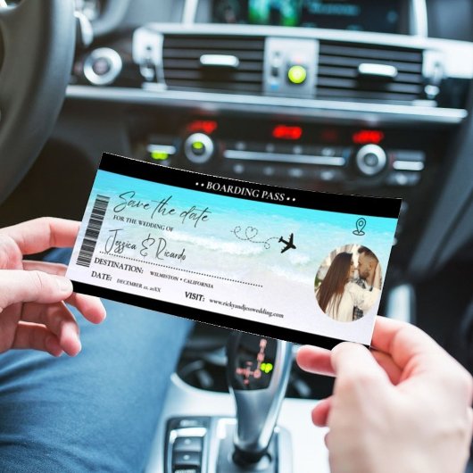 Strand Flugticket Hochzeit Save The Date