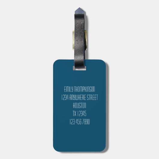 Strand fordert, ich muss gehen Name Adresse Türkis Gepäckanhänger (Rückseite vertikal)