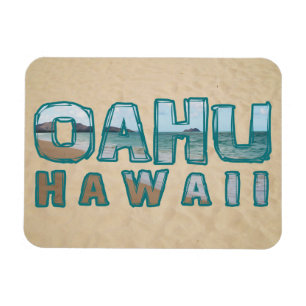 Strand-Foto-Text Oahus Hawaii Magnet