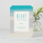 Strand "Frohe Weihnachten" Personalisiert Feiertagskarte (Stehend Vorderseite)