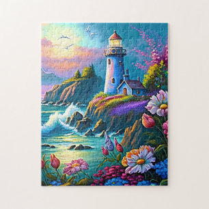 Strand für niedliche Leuchtturmliebhaber Puzzle