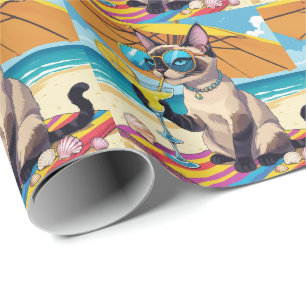 Strand für Siamkatzenliebhaber Geschenkpapier