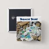 Strand-Gammler! Knöpfe blaues Button (Vorne & Hinten)
