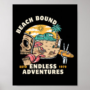 Strand, Gebundener Totenkopf-Helm Surfen Skelett A Poster