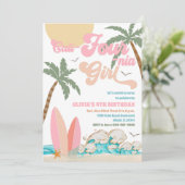 Strand-Geburtstags-Surfpárty-Einladung Einladung (Stehend Vorderseite)