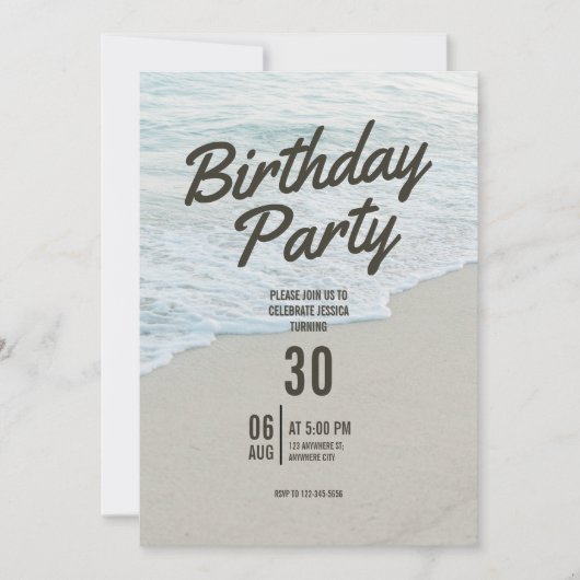 Strand Geburtstagsparty-Einladung (Vorderseite)