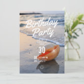 Strand Geburtstagsparty-Einladung (Stehend Vorderseite)