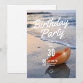 Strand Geburtstagsparty-Einladung (Vorne/Hinten)