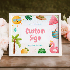 Strand Geburtstagszeichen, Party-Zeichen am Pool Poster