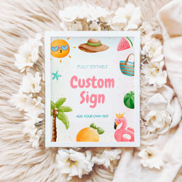 Strand Geburtstagszeichen, Party-Zeichen am Pool Poster