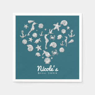 Strand Glam Diamant Herz Junggesellinnen-Abschied  Serviette
