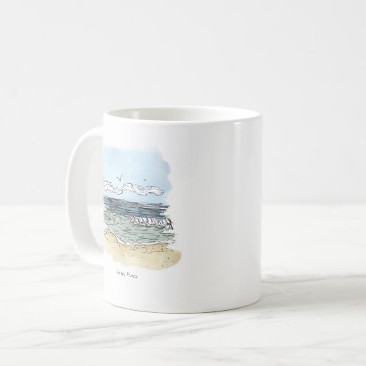 Strand-glückliche Platz-Tasse Kaffeetasse (Vorderseite Links)