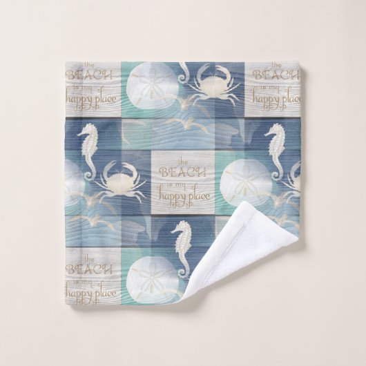 Strand-glücklicher Platz-blaues Aqua-Seetuch-Set Badhandtuch Set (Waschlappen)