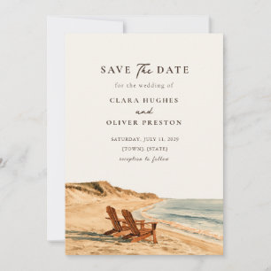 Strand Golden Hour Zwei Stühle Strandhochzeit  Save The Date